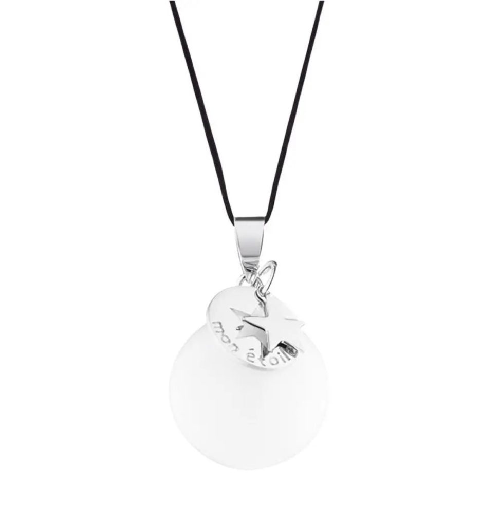Bola MON ETOILE (email, rhodium, cordon noir) de Cache Coeur