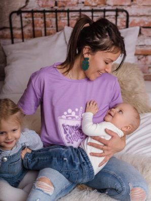 T-shirt allaitement MILK SHAKE violet (existe en version bleu nuit manches longues)