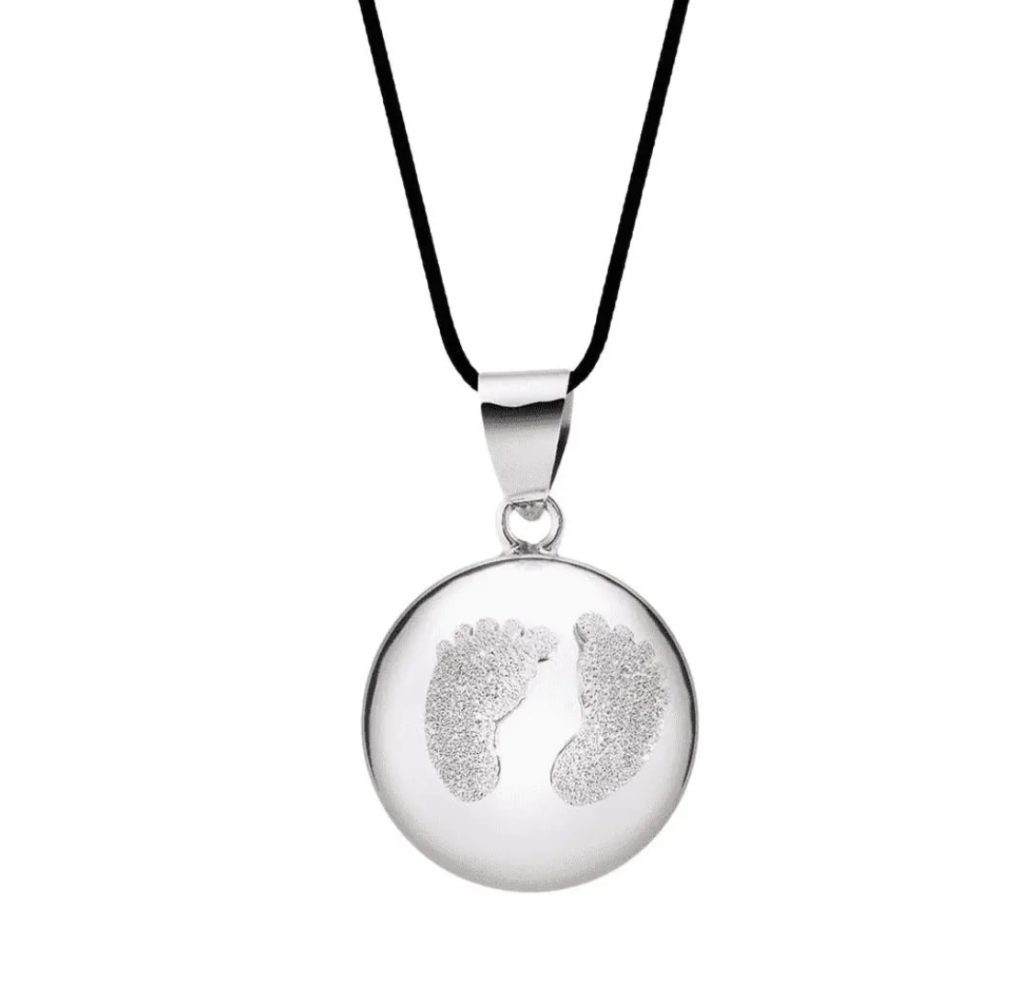Bola BABYFEET rhodium, pieds en poudre de diamant, cordon noir de Cache Coeur