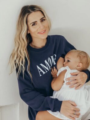 Sweat allaitement AMOUR bleu de la marque 23 MAI PARIS