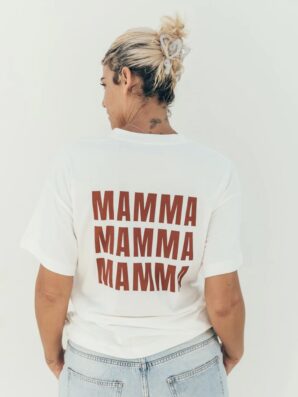 T-shirt d'allaitement col V blanc MAMMA de la marque 23 MAI PARIS