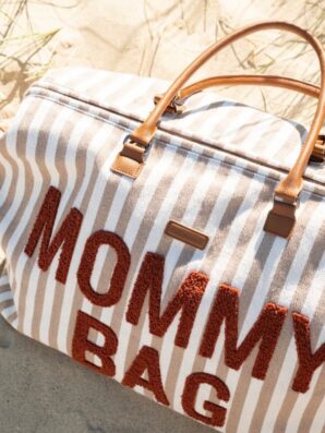Sac à langer MOMMY BAG rayé Terracotta/Ecru de Childhome