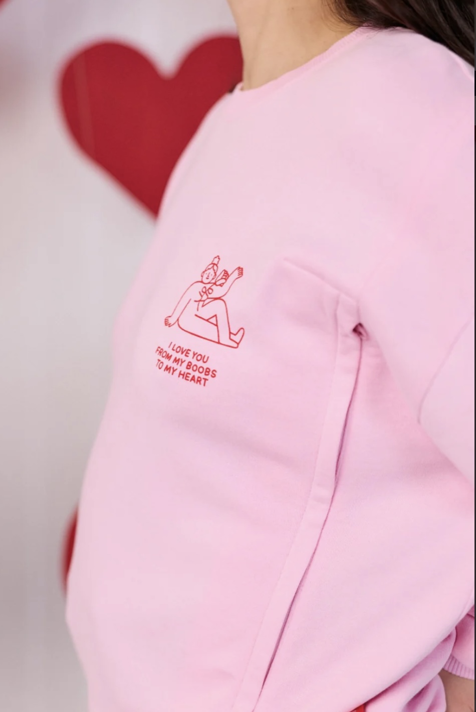 Grossesse et allaitement 2 Sweat rose I LOVE YOU 2
