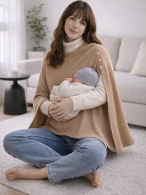 Châle allaitement SABLE CHAUD en flanelle (entre-saison) de JALLU'S'IN