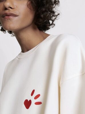 Sweat non allaitant L'AMOUR EST DECLARE crème/rouge de Emoi Emoi