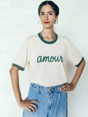T-shirt d'allaitement AMOUR BICOLORE de la marque 23 MAI PARIS