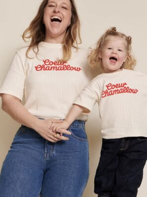 T-shirt non allaiant COEUR CHAMALLOW et/ou t-shirt bébé/enfant 2-4-6 ans de Emoi Emoi