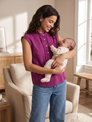 Blouse allaitement sans manches PRUNE SAUVAGE de JALLU'S'IN